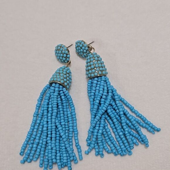 Blue Beaded Sugarfix Tassel Earrings - Picture 4 of 4